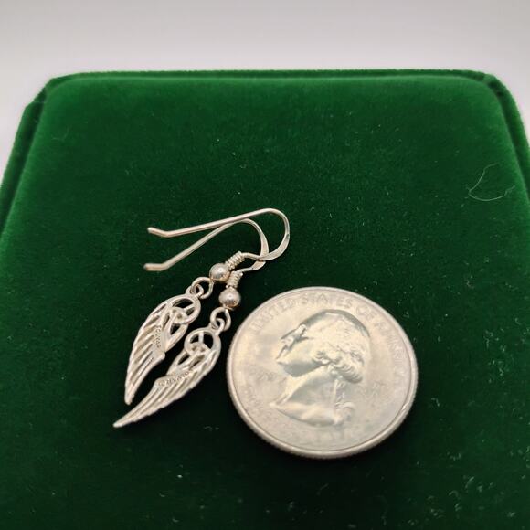 Solvar Celtic Knot Angel Wing Sterling Silver Earrings - Picture 2 of 4